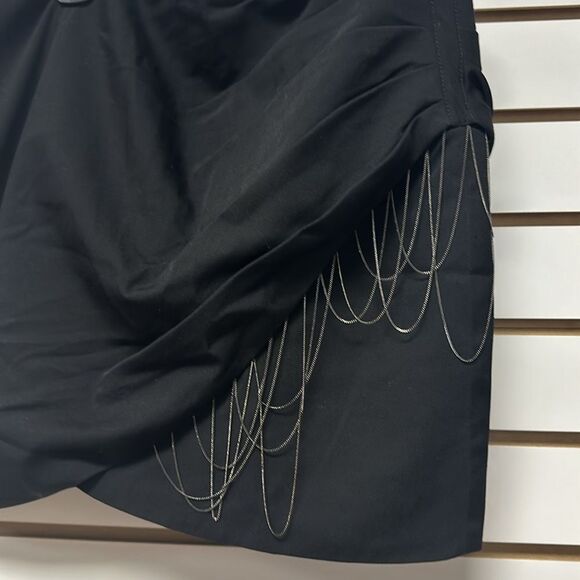 BEBE Black Side Ruched Mini Skirt with Chain Details. Sz 2 - Picture 4 of 14